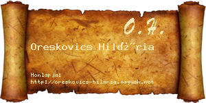 Oreskovics Hilária névjegykártya
